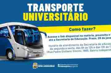 Nova Laranjeiras - Cadastro transporte universitário 2022 